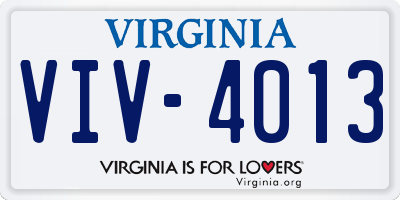 VA license plate VIV4013