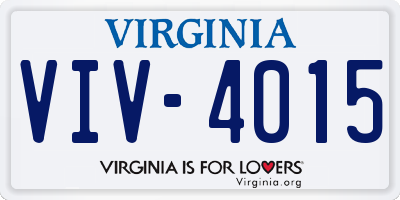 VA license plate VIV4015