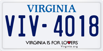 VA license plate VIV4018