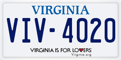 VA license plate VIV4020