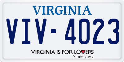 VA license plate VIV4023