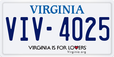 VA license plate VIV4025