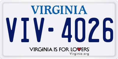 VA license plate VIV4026