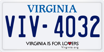 VA license plate VIV4032