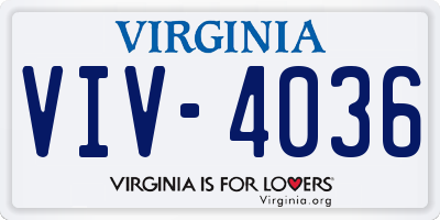 VA license plate VIV4036