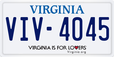 VA license plate VIV4045
