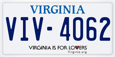 VA license plate VIV4062