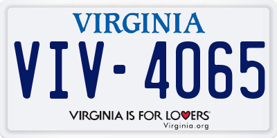 VA license plate VIV4065