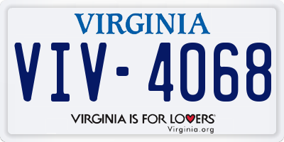 VA license plate VIV4068