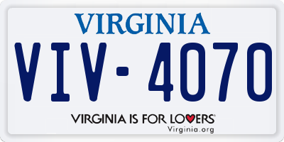 VA license plate VIV4070