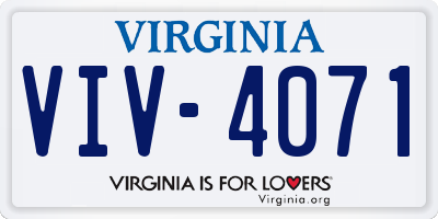 VA license plate VIV4071