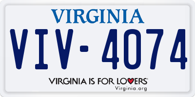 VA license plate VIV4074