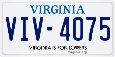 VA license plate VIV4075