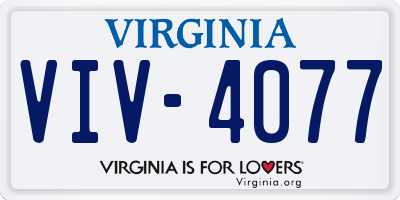 VA license plate VIV4077