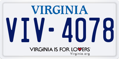 VA license plate VIV4078