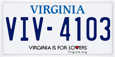 VA license plate VIV4103