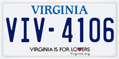VA license plate VIV4106