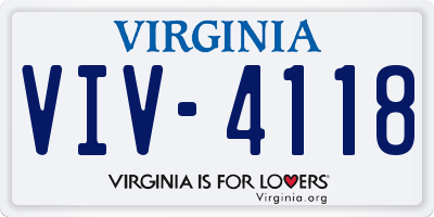 VA license plate VIV4118