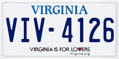 VA license plate VIV4126