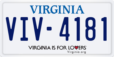 VA license plate VIV4181