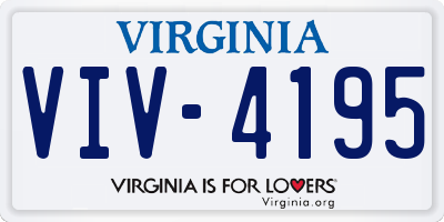 VA license plate VIV4195
