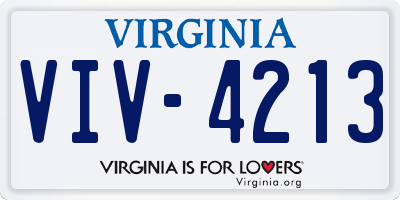 VA license plate VIV4213