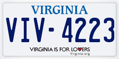 VA license plate VIV4223