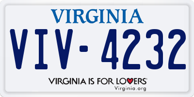 VA license plate VIV4232