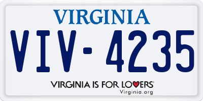 VA license plate VIV4235