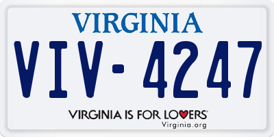VA license plate VIV4247
