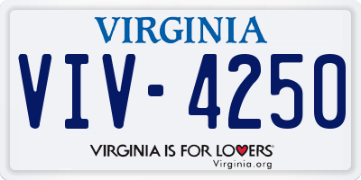 VA license plate VIV4250