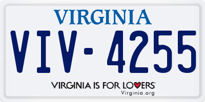 VA license plate VIV4255