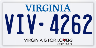 VA license plate VIV4262