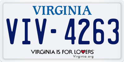 VA license plate VIV4263