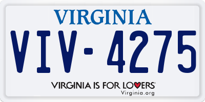 VA license plate VIV4275