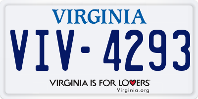 VA license plate VIV4293