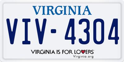 VA license plate VIV4304