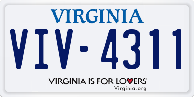 VA license plate VIV4311