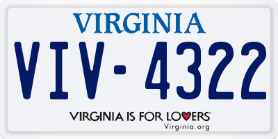 VA license plate VIV4322