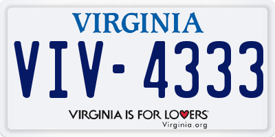 VA license plate VIV4333