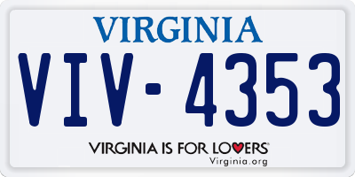 VA license plate VIV4353