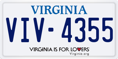 VA license plate VIV4355