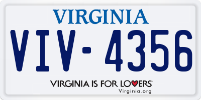 VA license plate VIV4356