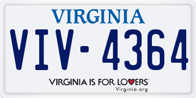VA license plate VIV4364