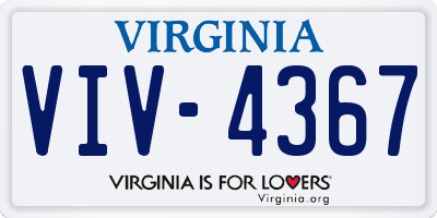 VA license plate VIV4367