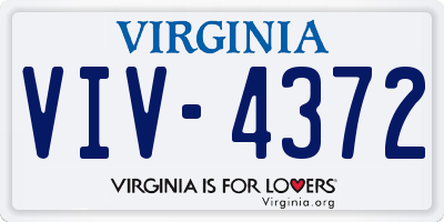 VA license plate VIV4372