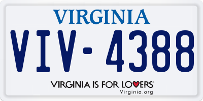 VA license plate VIV4388