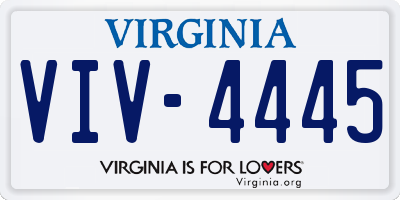 VA license plate VIV4445