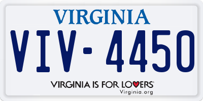 VA license plate VIV4450