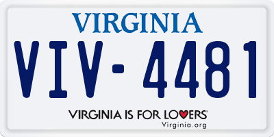 VA license plate VIV4481